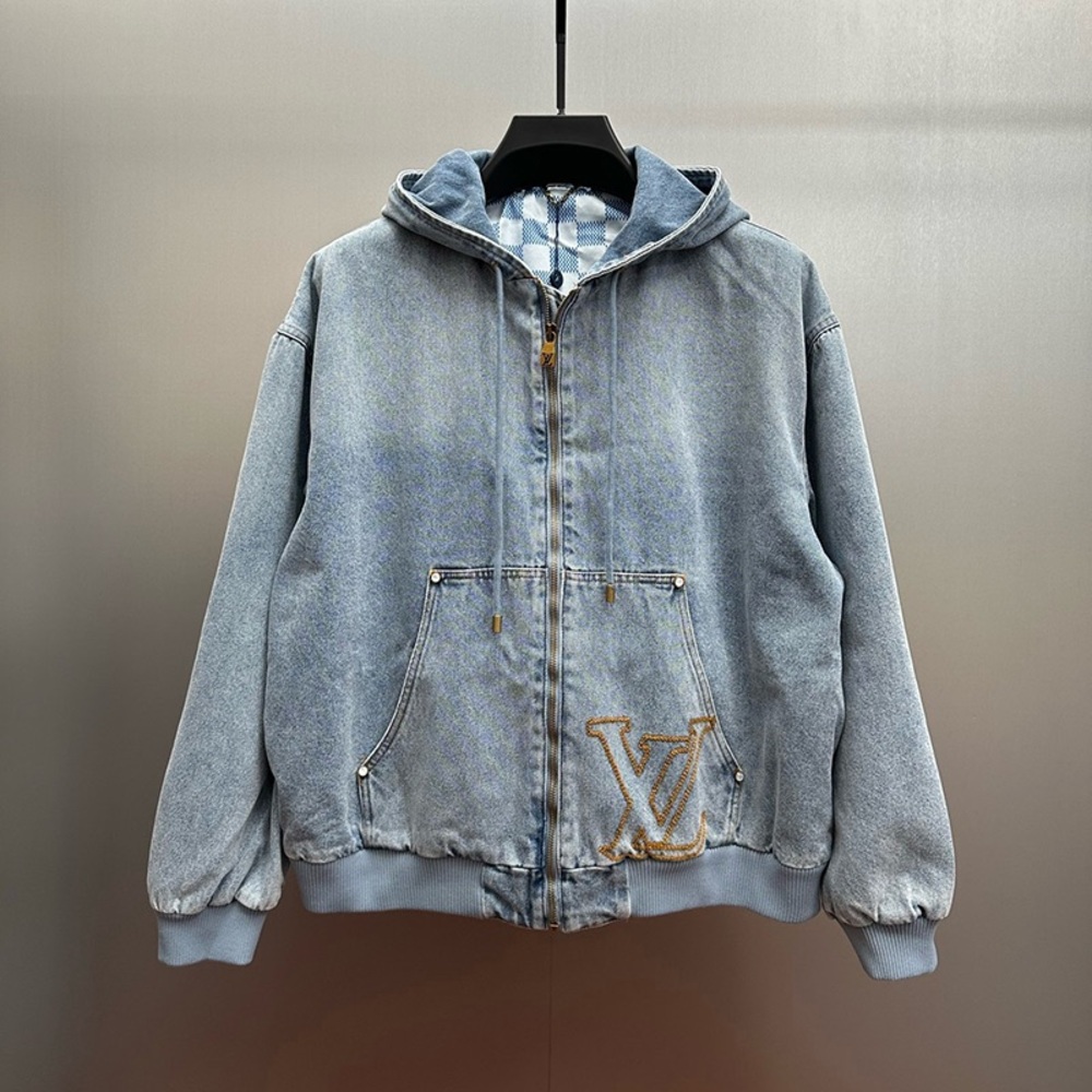Louis Vuitton Denim Hooded Zip-Up Jacket